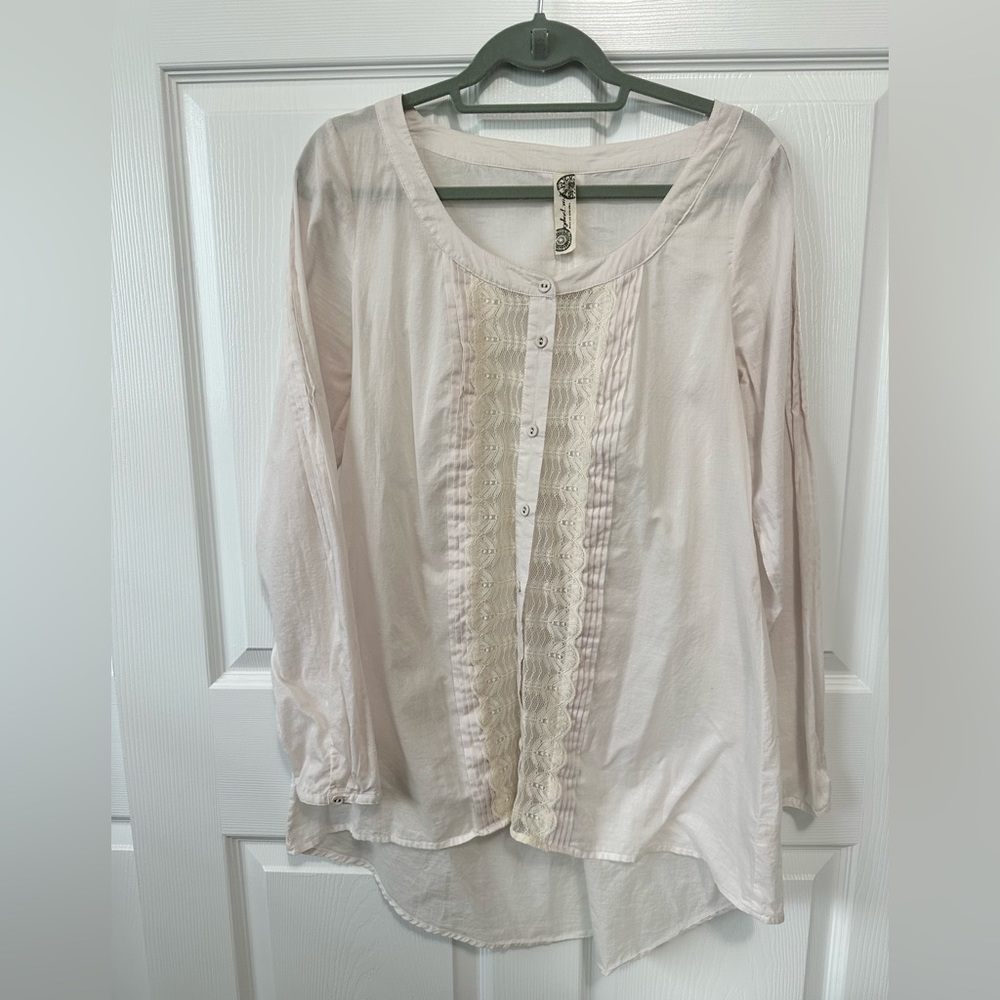 Free People Tunic Blouse with Lace front size Medium